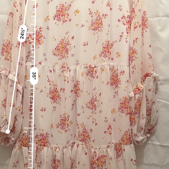 Vince Camuto Ladies Sm Floral Long Sleeve Dress.Red,Yellow and Pink floral print - Picture 6 of 8